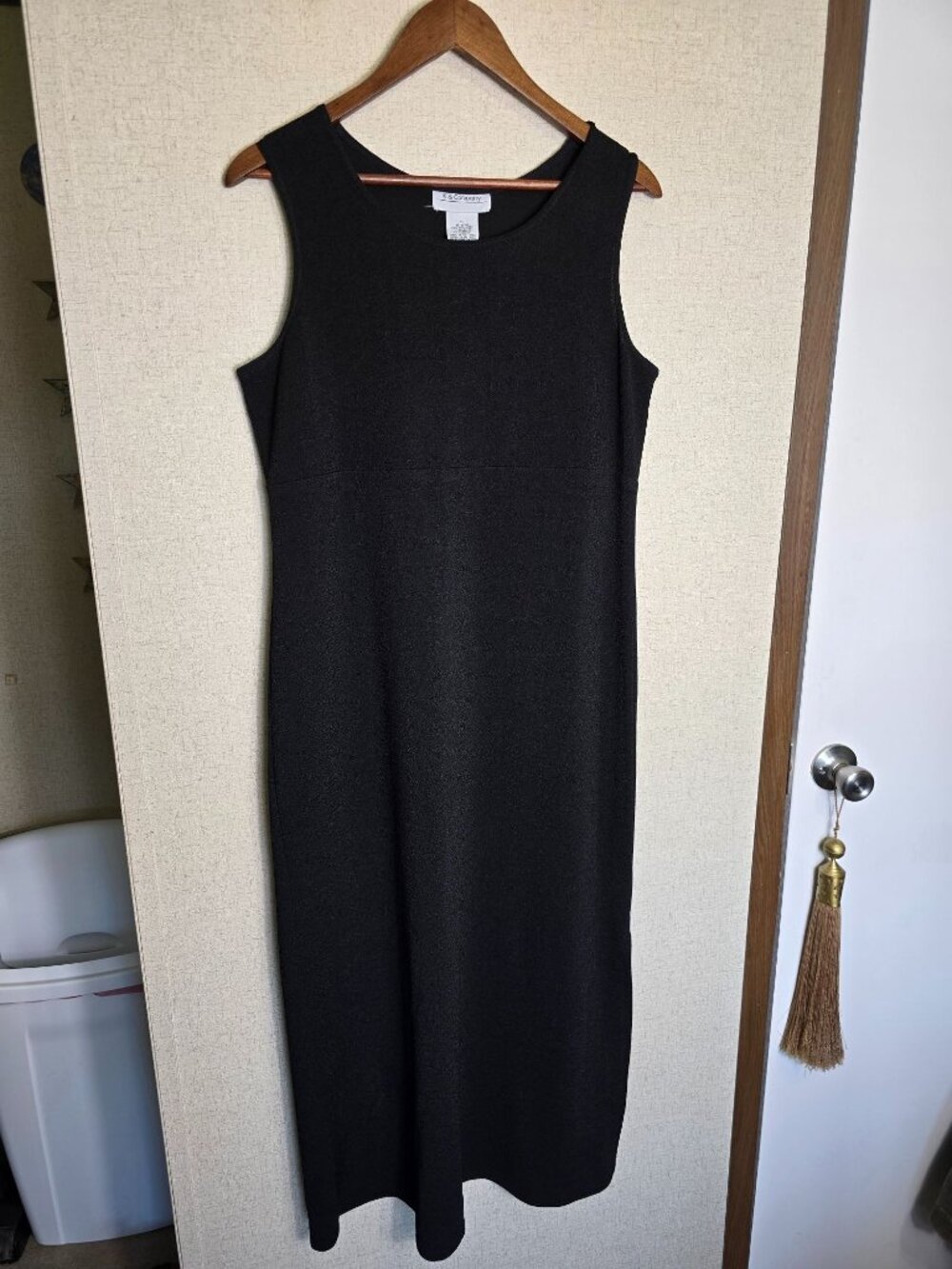 Vintage K & Company Simple Black Sleeveless Midi Dress Size 12